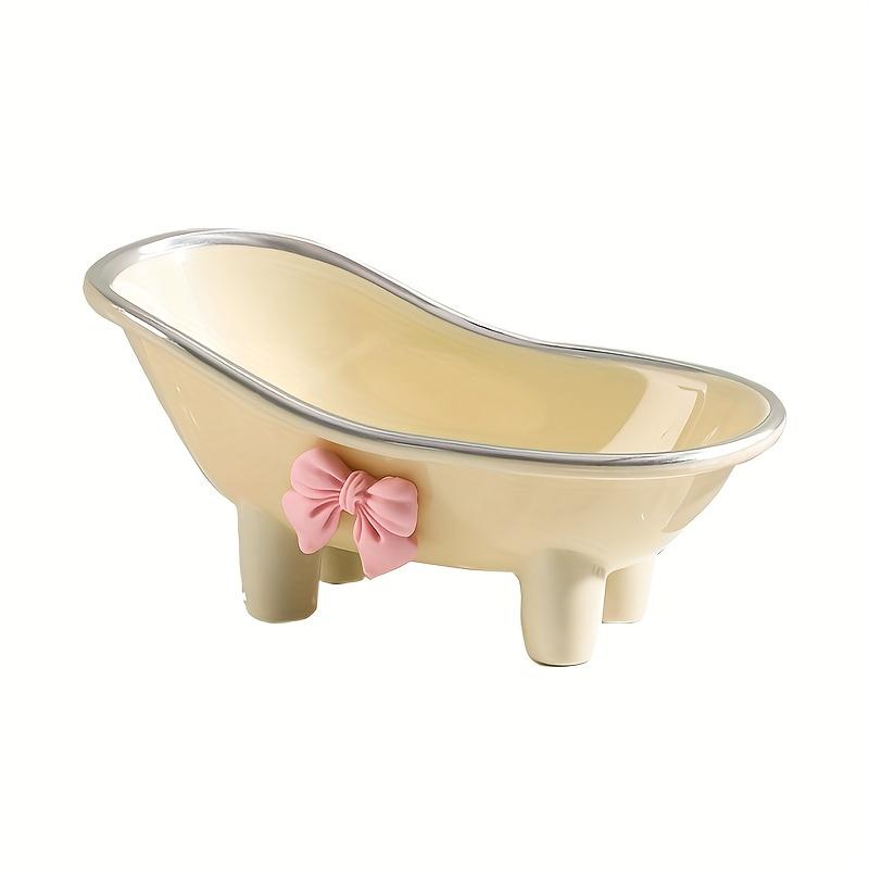 1pc Cute Creative Bathtub Soap Dish with Bowknot, Material Portable Storage Soap Holder, Bathroom Accessory, Bath Accessories