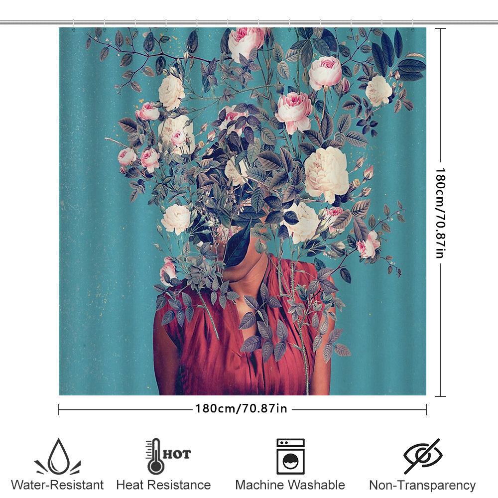 Floral Shower Curtain Botanical Nature Pattern Bathroom Decor Vintage Artistic Backdrop Waterproof Home Textile Modern Style