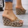 Fashion Women's Wedge Sandals  Design Thick-soled Mule Slippers Sexy Super High Heels Summer 2025