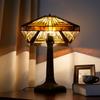 Retro Lamp Stained Glass Table Lamp Amber Brown Mission Style Desk Lamp Decor for Bedrooms Living Room Study Home Office