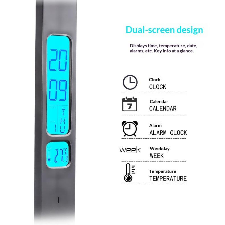 Cross-Border Smart Desk Lamp Perpetual Calendar Clock Display Touch Control Wireless Charge 10W Study Room Eye-Care Reading