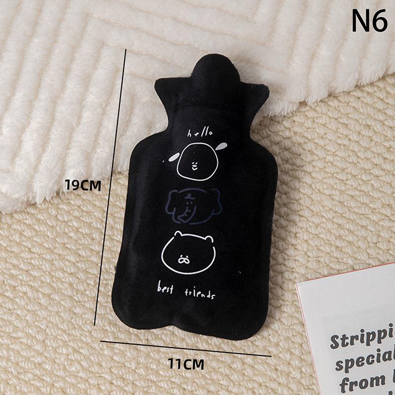 Cartoon Plush Hot Water Bottle Portable Cute Winter Warm Belly Mini Warm Water Bottle Cartoon Flannel Cover