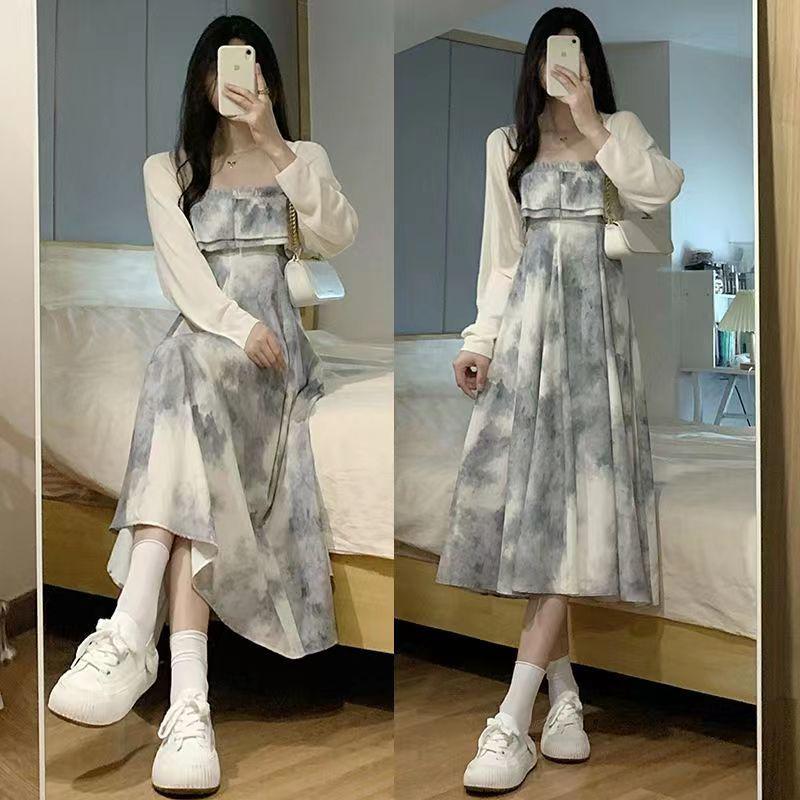 Misty Rain Jiangnan Ink Wash Strapless One-Shoulder Dress - Summer Tight-Waisted Slip Skirt 3XL (150-165 jin)
