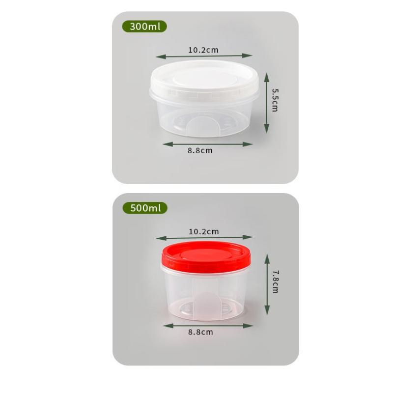 4 Pcs Round Food Fresh Keeping Box Kitchen Refrigerator Storage Container Fruits Snacks Sealed Jar Microwave Heating