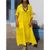 New Women's Loose Solid Color Vacation Casual Button Artistic Style Fashionable Dress