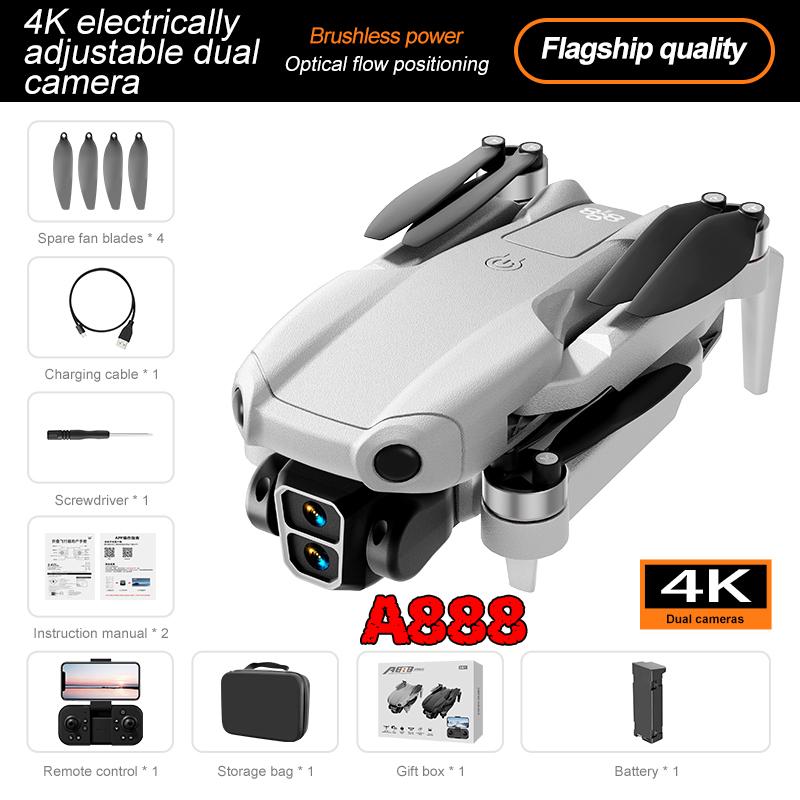 2025 Novo Drone Dobrável A888 PRO 4K Profissional HD Câmera Dupla Sem Escovas Fluxo Óptico Hover Fuselagem Aerodinâmica Quadcopter Brinquedos