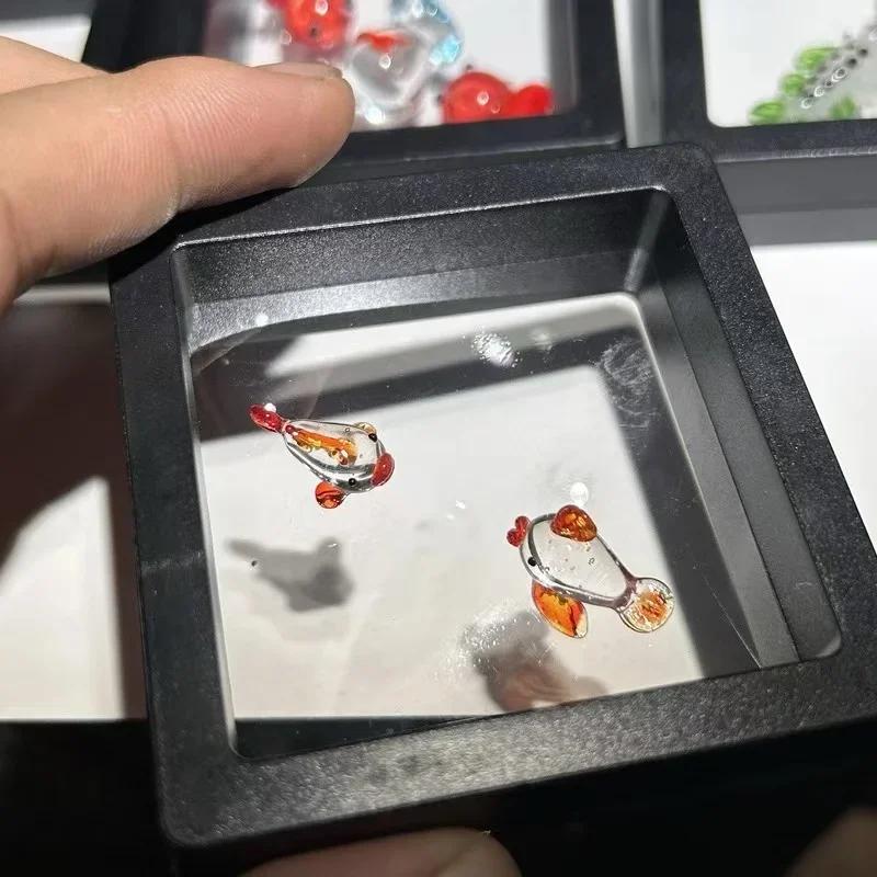 Creative Mini Pocket Goldfish Colored Glaze Transparent Lucky Bag Glass Figurines Handmade Home Decoration Accessories 2025 New