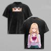 My Dress Up Darling Anime Kitagawa Marin Washed Cotton T-shirt Harajuku Unisex Oversized Vintage Loose Streetwear Short Sleeves