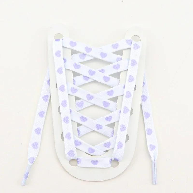 1 Pair Love Heart Shoelaces 8MM Width Laces for Sneakers Kids Adult Rubber Band for Casual Shoes Accessories 120CM/140CM/160CM