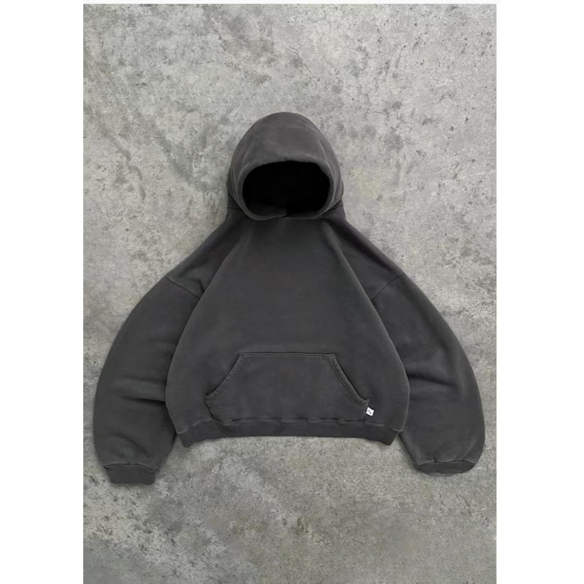 

Европейская и американская мода Свободный худи однотонный уличный спортивный топ S