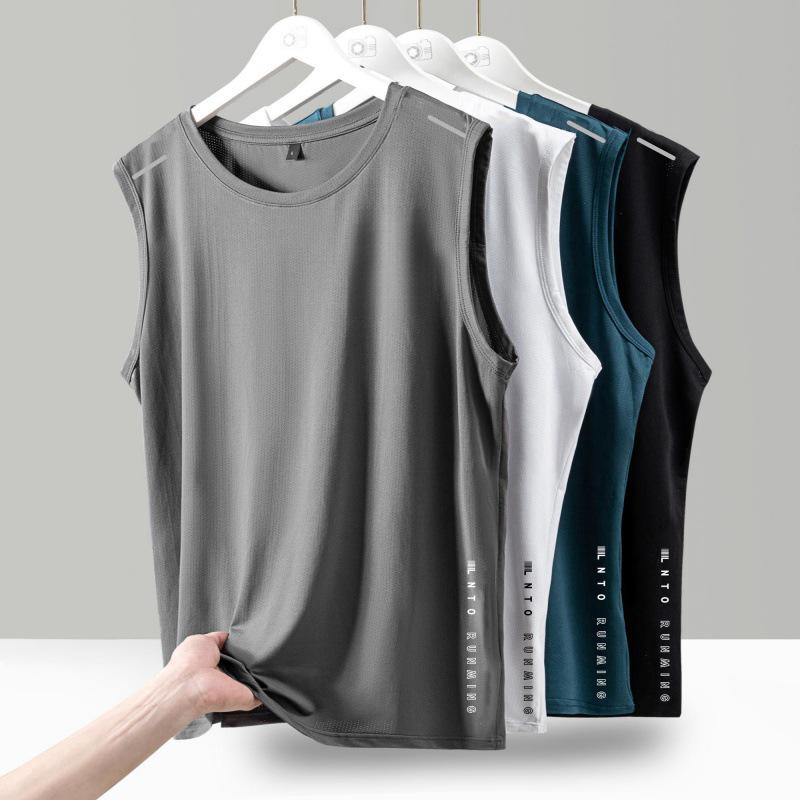 Quick Ship Men's Ice Silk Loose Fit Tank Top - Plus Size, Summer Thin, Fitness Racerback, Sleeveless