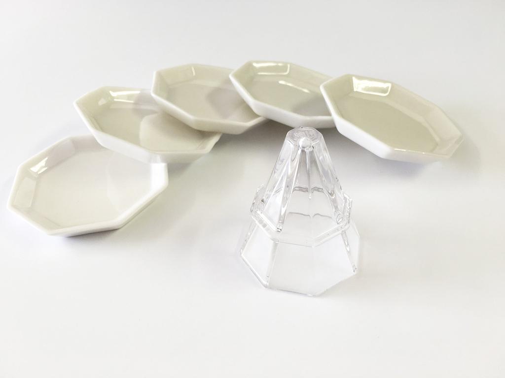 Octagonal Salt Mounding Kit (Mounding Salt Cone and 5 Octagonal Plates) for Creating Sturdy Octagonal Pyramids