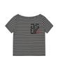 Aejeuyua Striped Off-Shoulder T-Shirt Charcoal