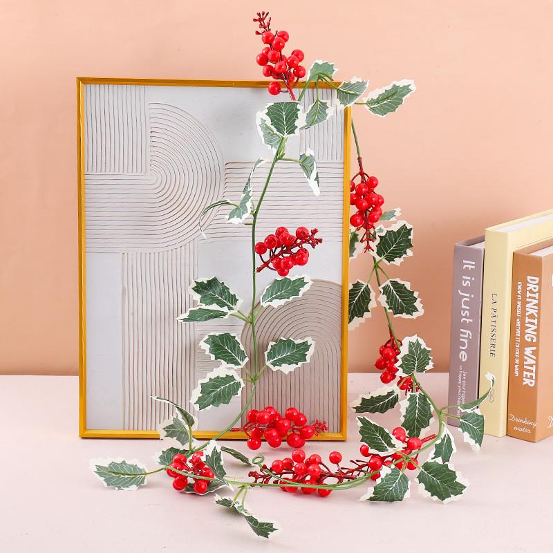 Christmas Decorative Faux Vine With Red Fruit For Holiday Home Decor