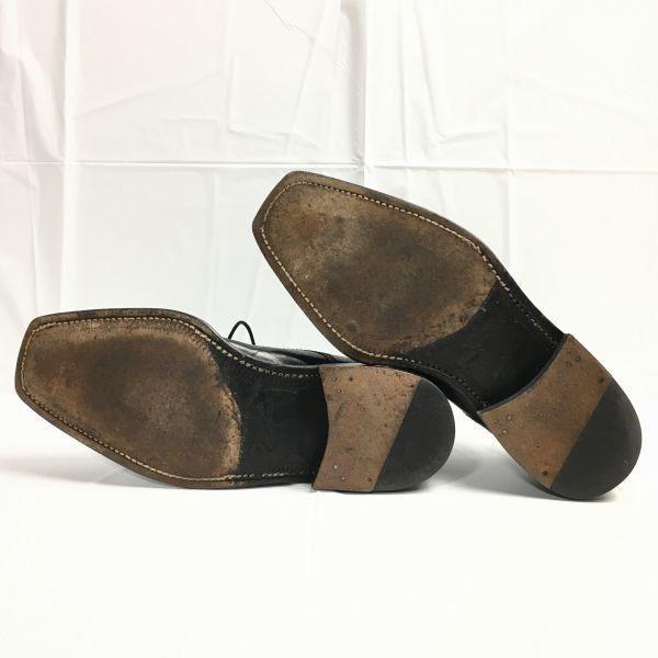 80s-90s? Vintage/MEZLAN Square Toe U-Tip Business Shoes Black size 8 Platinum Model Men's(USED)