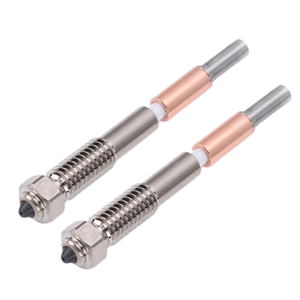 2PCS Bimetal Nozzle Replacement for QIDI Q2 Q2C 3D Printer 0.6mm Hardened Steel Nozzle with Ceramic Throat Tube High
