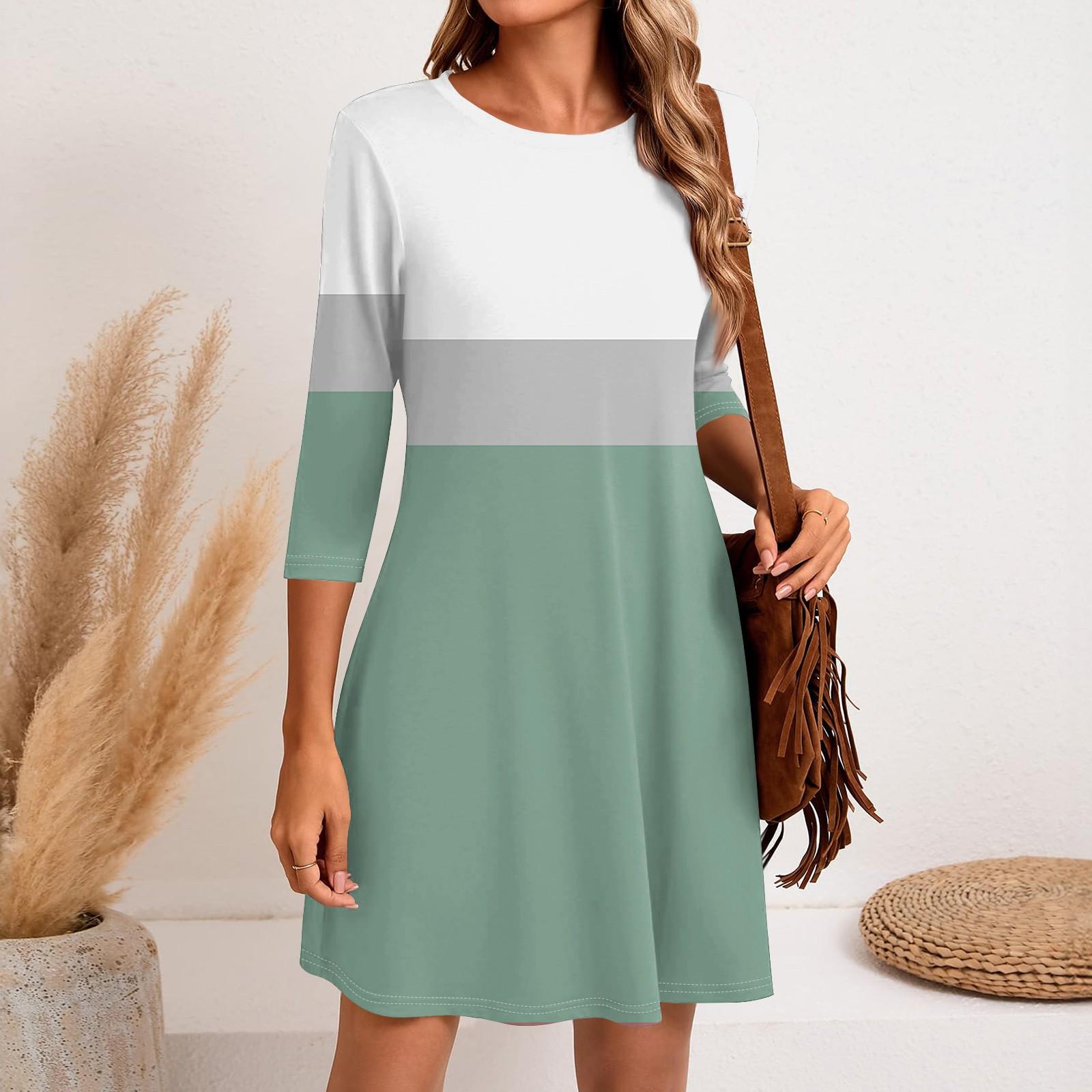 

Женское модное повседневное платье с круглым вырезом и рукавом три четверти XL