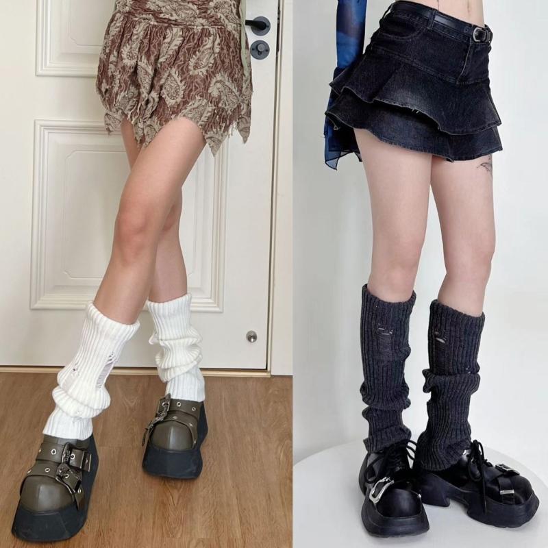 Knit Winter Warm Leg Warmers Long Socks Boot Cuffs Knit Leggings Stockings Hollow Out Knee Warmers Sleeve
