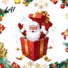 Holiday Glass Decals Santa Gift Box Sticker Christmas Static Window Decal Removable Waterproof Claus Decorations PVC Decal for Doors Windows,