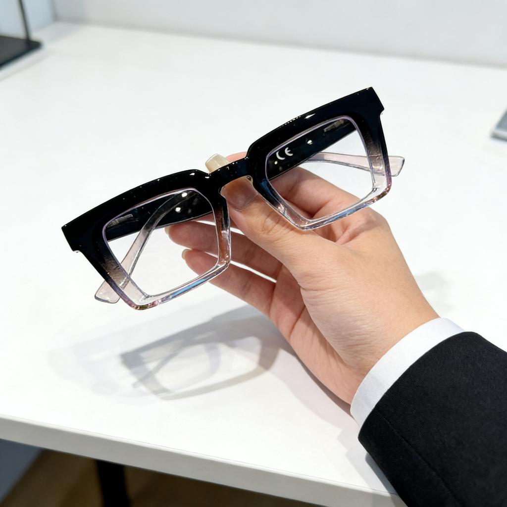 Retro Personalized HD Square Frame Women's Reading Glasses Ultra Light Neutral High Quality Spring Leg Anti Blue Light Glasses