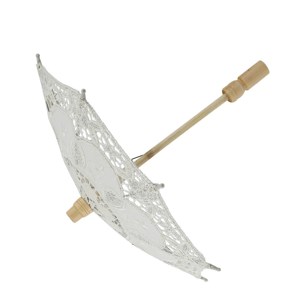 Svatební deštník Krajka Bavlna Výšivka Slunečník Svatební potřeby(Bílý )