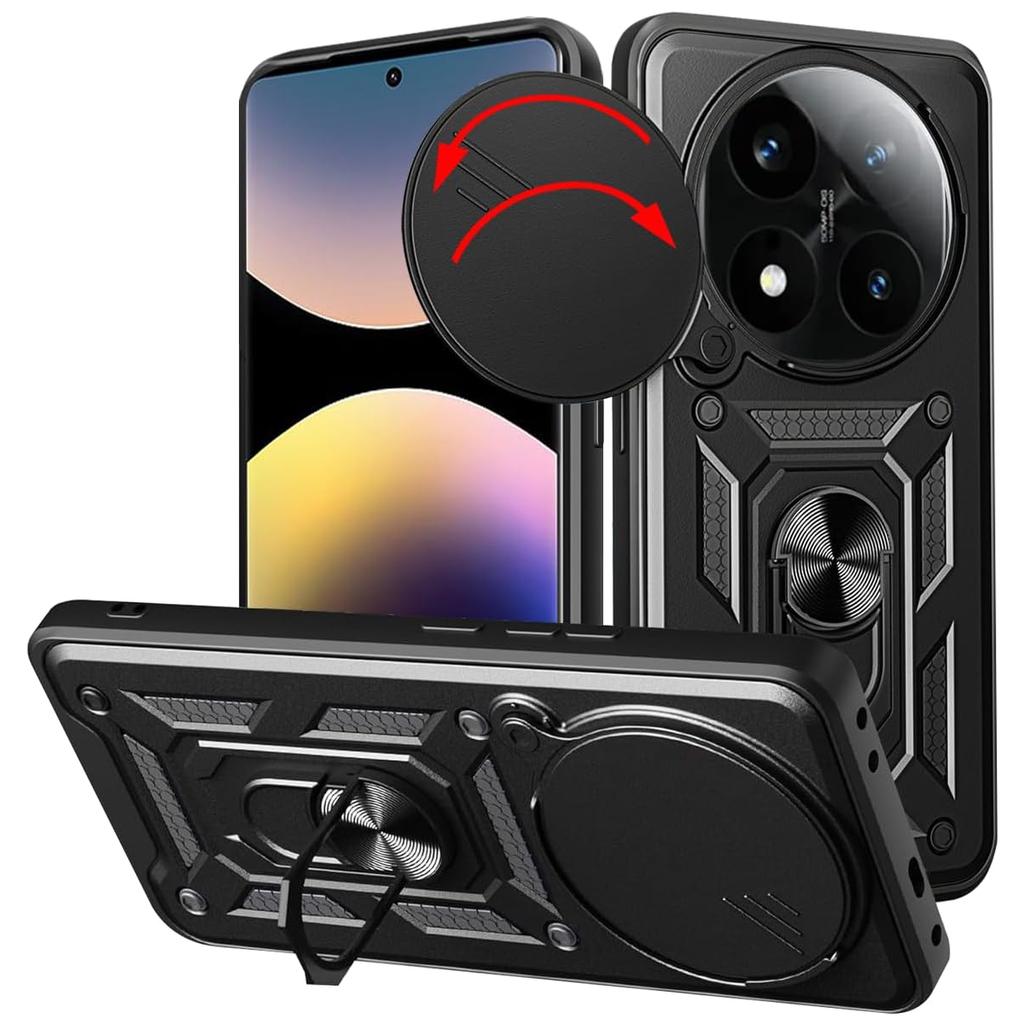 Military Armor Case For Xiaomi Redmi Note 14 Pro 5G 14 Pro+ Plus Cover With Ring Stand Holder Coque Fundas