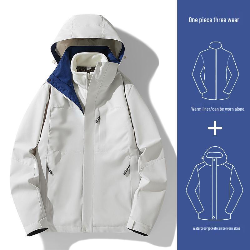 Unisex Windproof & Waterproof 3-in-1 Jacket with Detachable Fleece Liner for Mountaineering