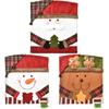 6 Pcs Christmas Chair Back Cover for Dining Room, Santa Claus Snowman Reindeer Xmas Dinner Chairs Cover, Chair Slipcover for Kitchen Hotel Holiday