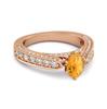 Citrine Tapered Five Stone Ring - 925 Sterling Silver Rose Gold Vermeil