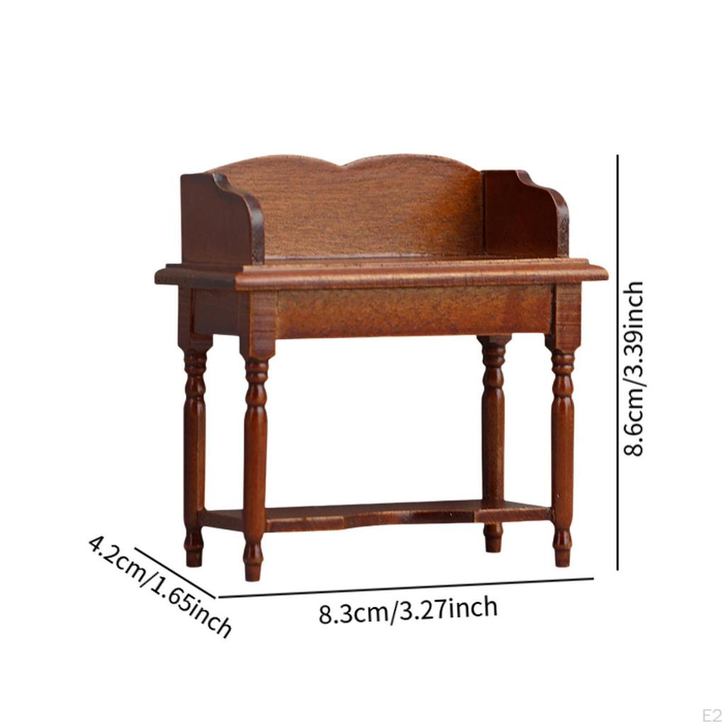 1:12 Scale Wooden Dollhouse Desk Simualtion Ornament Realistic Vanity Table Mini Study