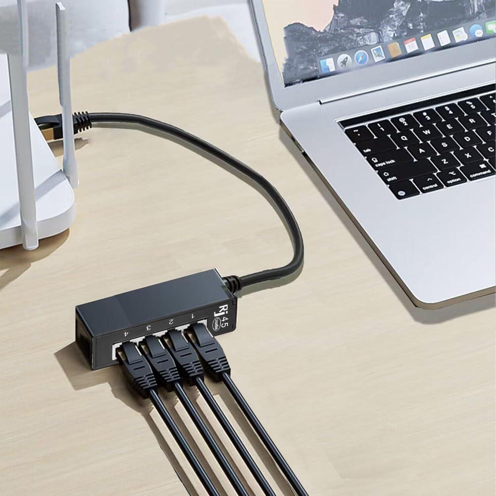 

1 to 4 RJ45 Network Expansion Adapter LAN Ethernet Male to Female Networking Splitter As Shown A