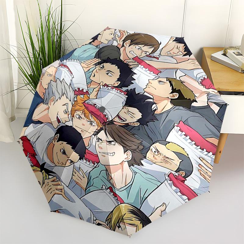 

1pc Outdoor Umbrella with Haikyuu Characters - Automatic Opening/Closing, Portable 3-Fold Design, 8-Rib Iron Frame, Perfect Gift for Fans, Travel