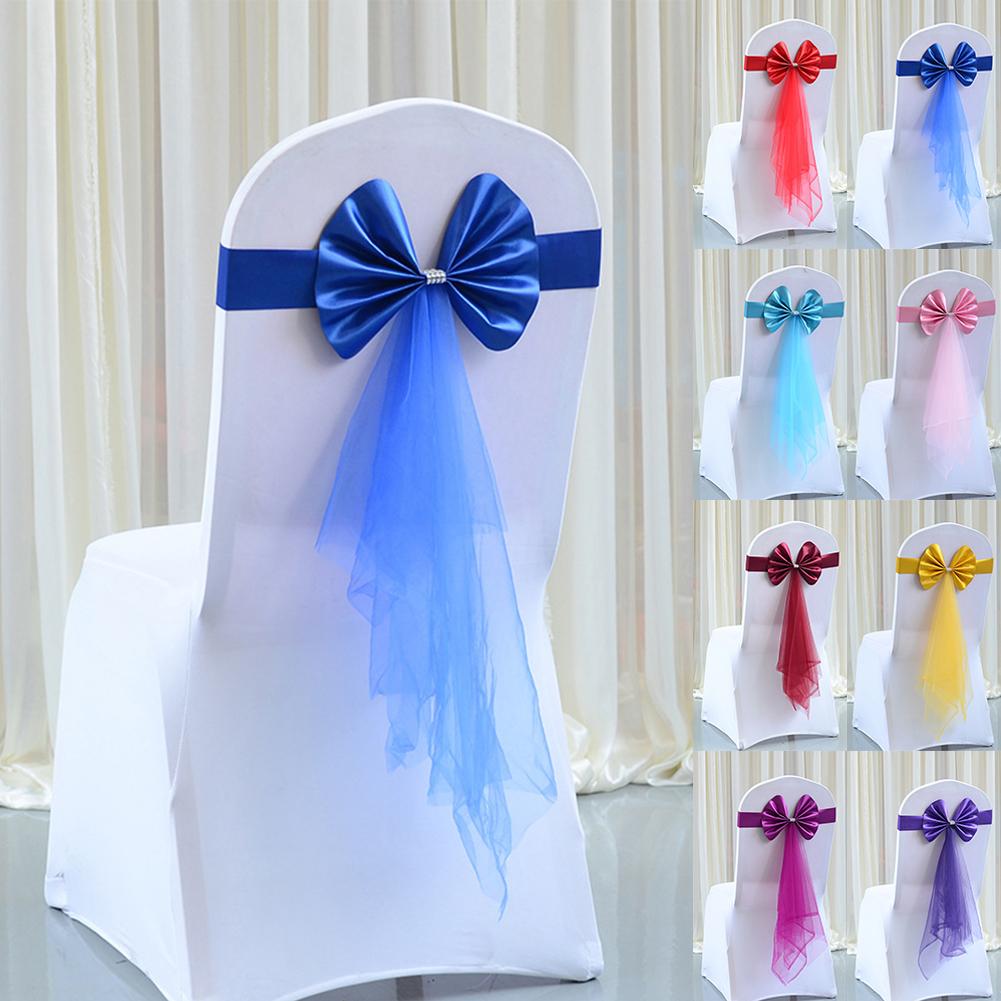 Chair Backs Bow Chair Cover Bands Composite Fabric Elastic