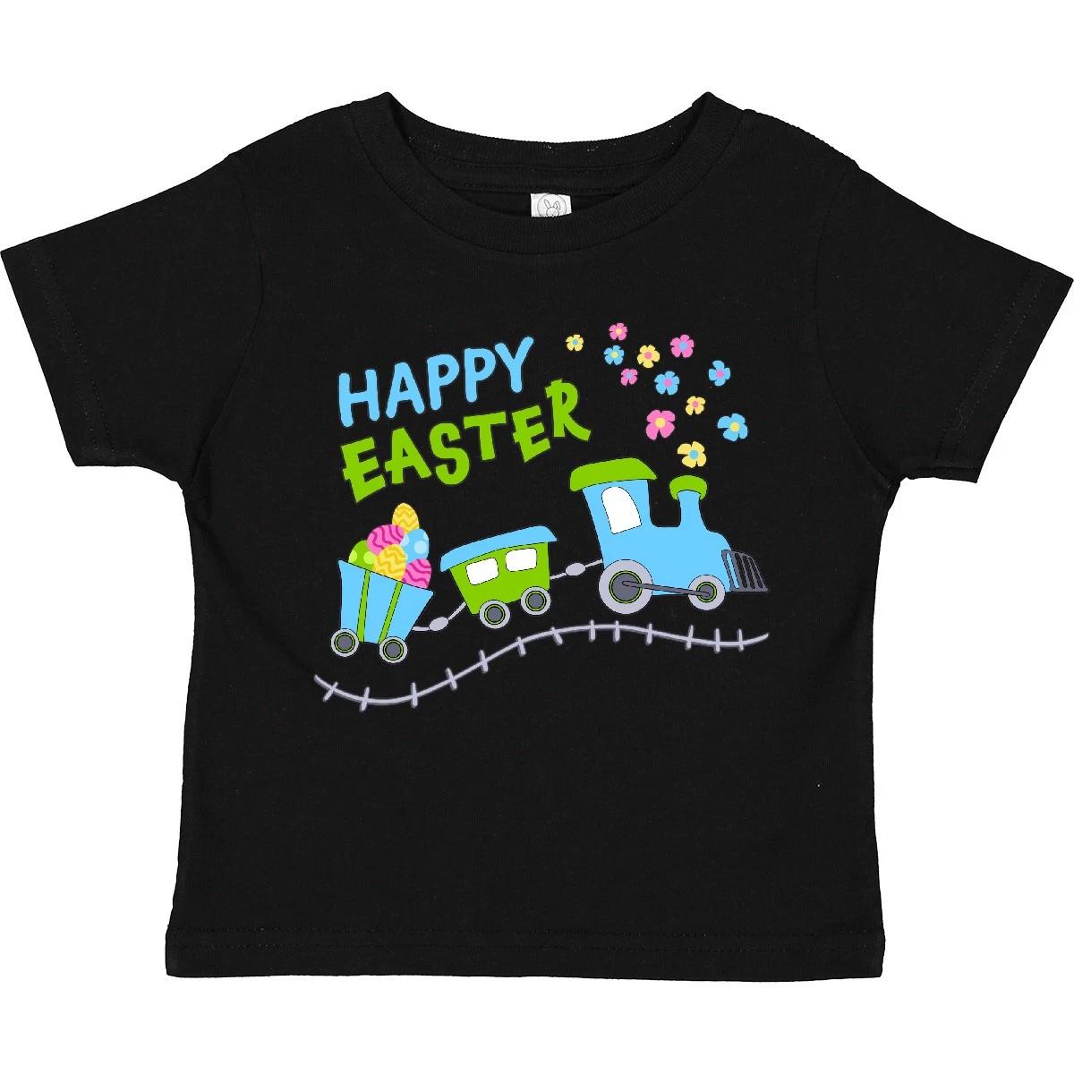 Inktastic Happy Easter Train Toddler kids boys T-Shirt Kids Eggs Flowers Spring Pastels 120