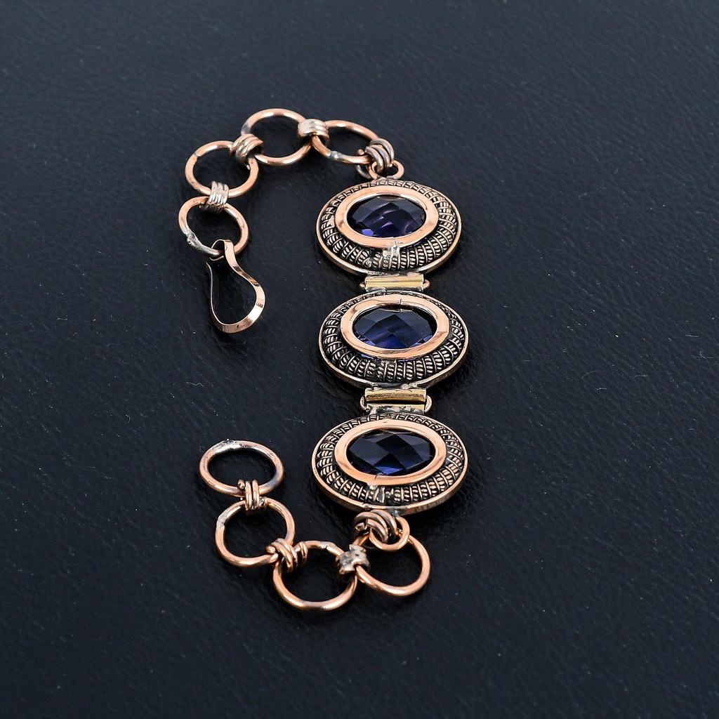 Iolith Armband, 999 Kupferdraht umwickelter Edelsteinschmuck, Handgefertigtes Armband Erstaunlicher Schmuck, Geschenk für Sie