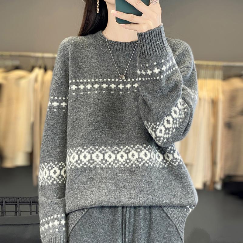 Women Sweater 100% Wool TIDENOVEL O-neck Knit Pullover Thick Winter Jumpers Female Knit Tops