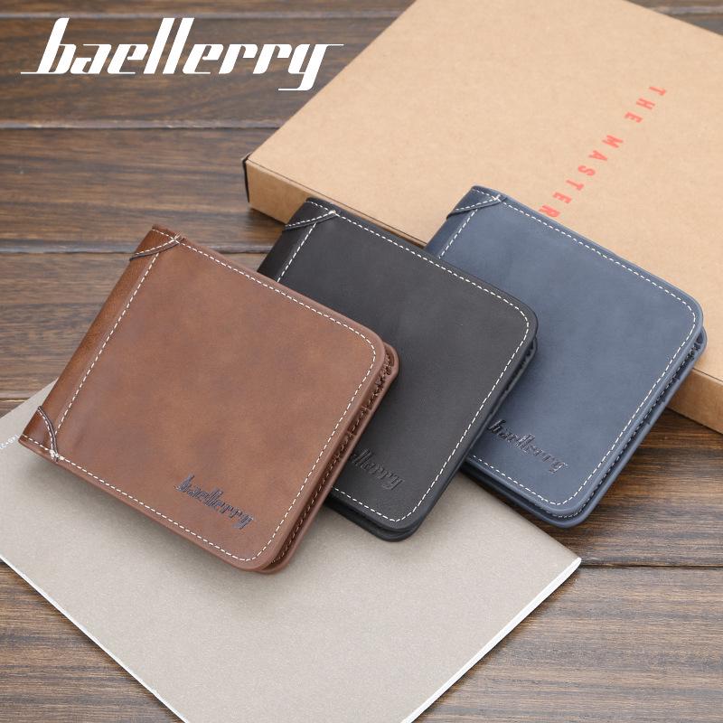 Men's Large Capacity Vertical Bi-fold Money Clip Wallet by Baellerry