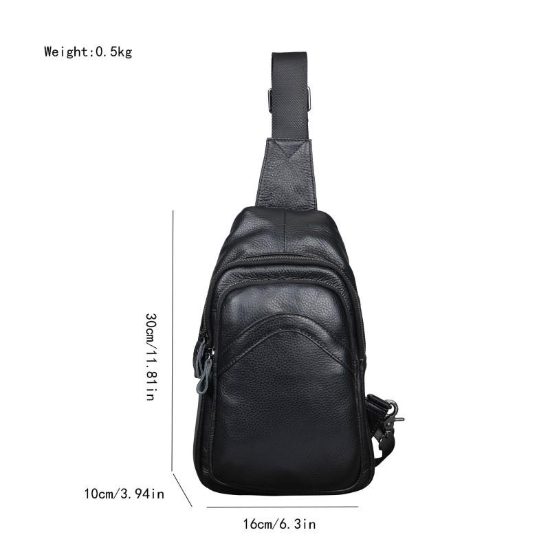 Men's Chest Bag Genuine Leather Crossbody Large Capacity Top Layer Cowhide Fashionable Sports Single Shoulder