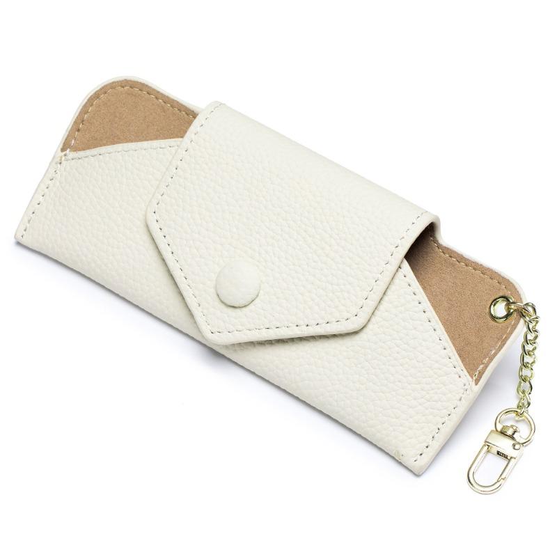 New Leather Literary Glasses Bag Women's High-end Sunglasses Sunglasses Storage Bag Ultra-thin Portable Chain Glasses Bag