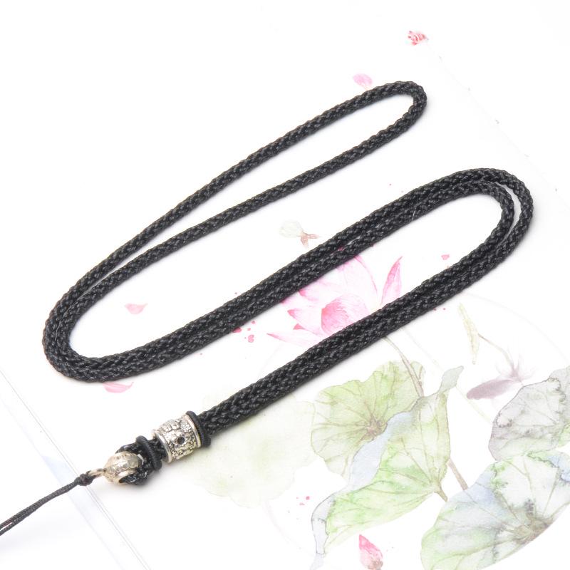 Fashionable Long Sweater Chain with Tibetan Silver Buckle Lanyard and Jade Pendant