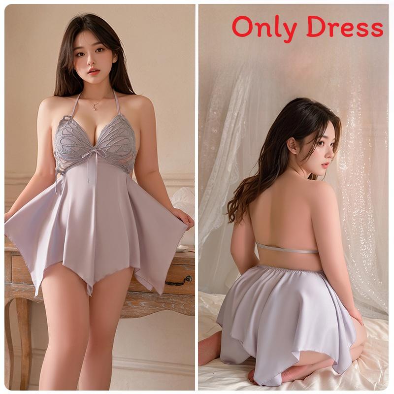 Satin Sleepwear Set For Women With Vneck Sleeveless Short Dress For Lounge And Sleep