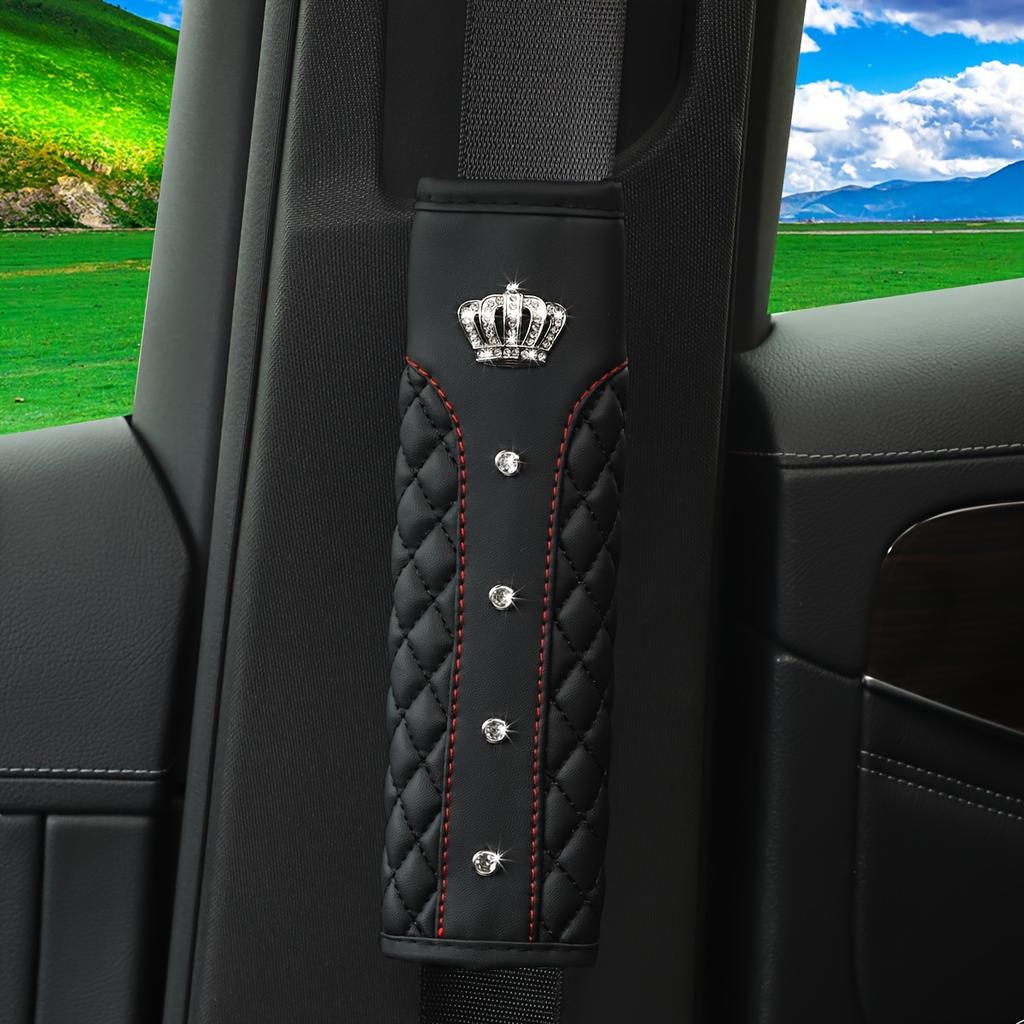 1PC Car seat belt shoulder protector with advanced texture and diamond inlaid crown seat belt protector universal