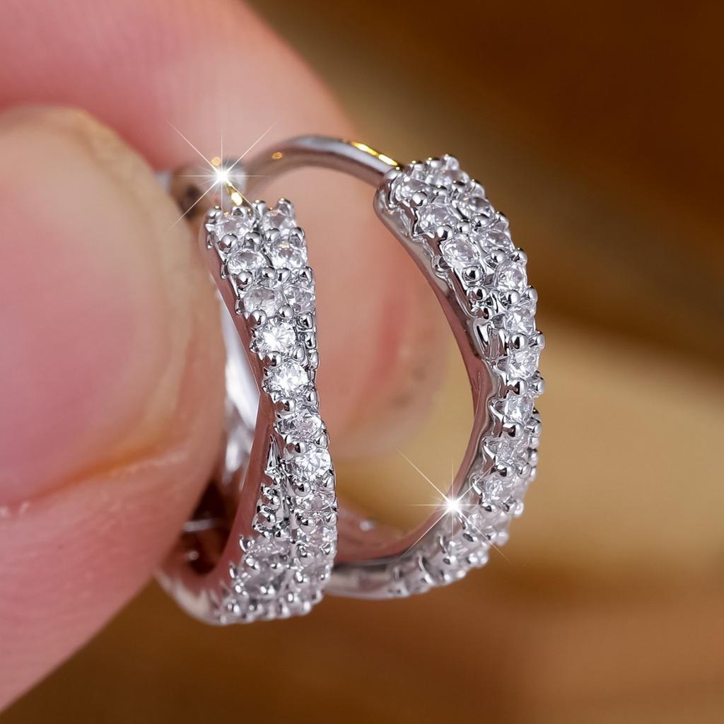 Twist Full Zircon Earrings, Shining Hot