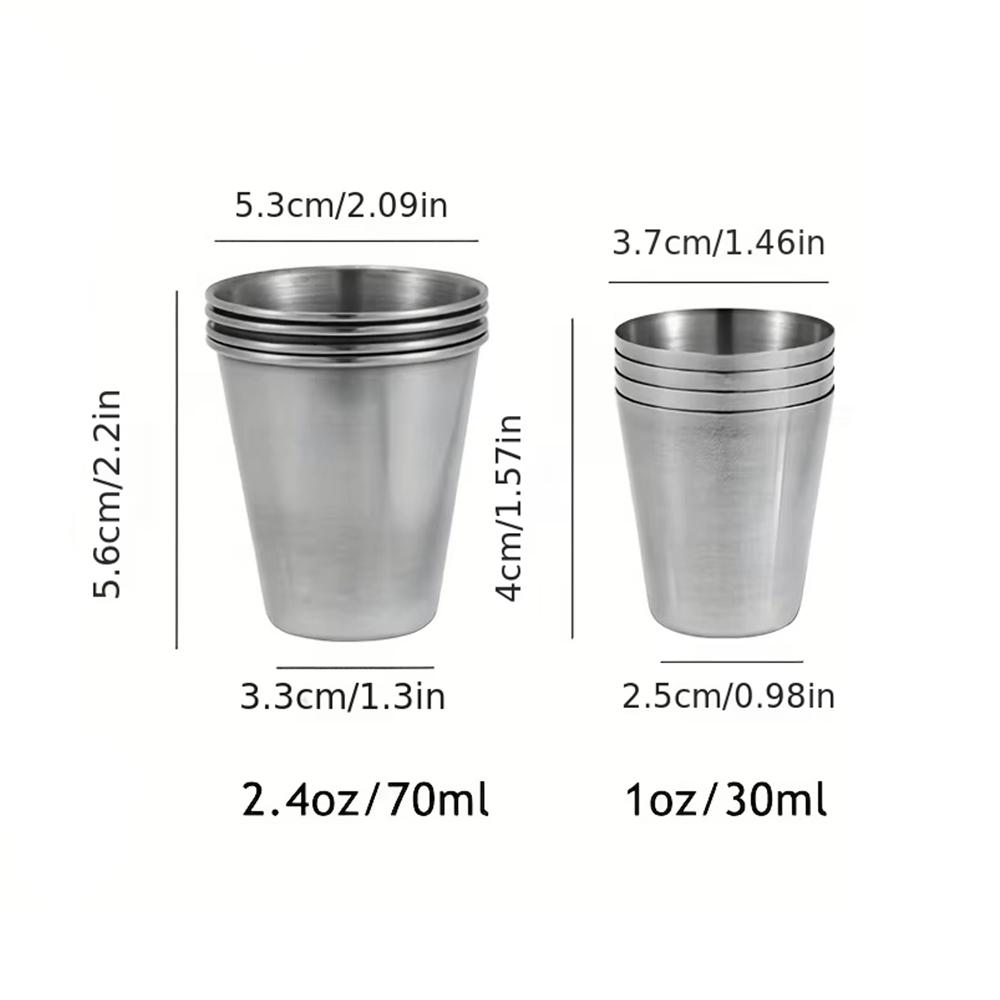 4/6pcs Portable Stainless Steel Cup Set With Leather Cover Bag For Outdoor Travel Party Camping Whiskey Cups Home Kitchen Bar