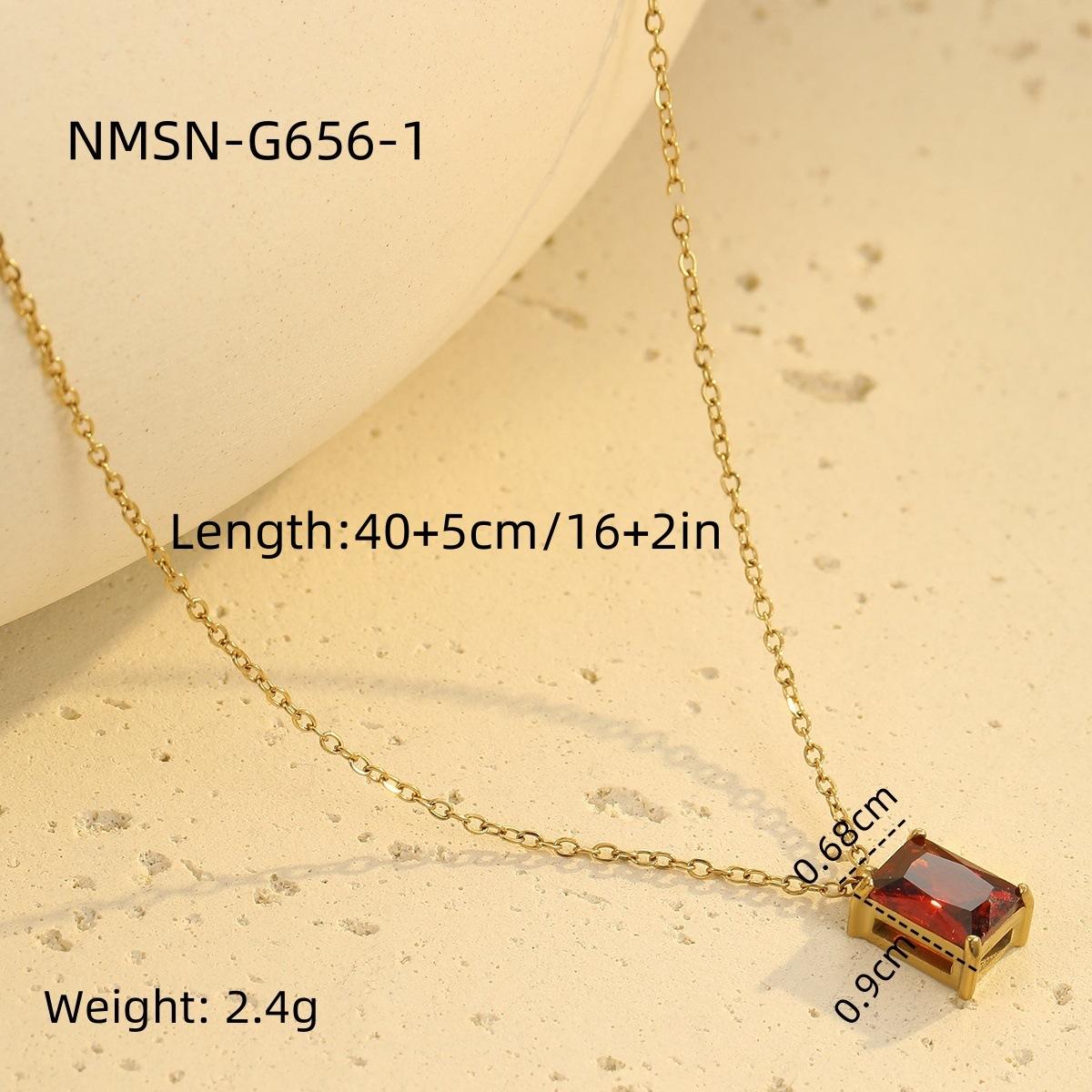 GEMCHIC Women s Stainless Steel Square Zircon Pendant Necklace, Trendy Choker, Simple Fashion, 18K Plated
