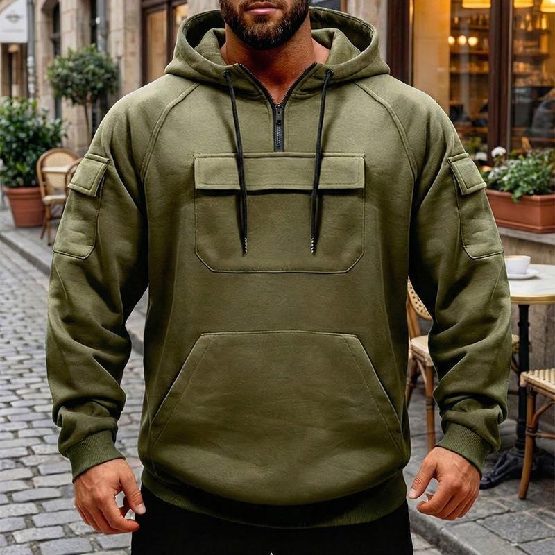 Mens Half Zip Hooded Fleece Sweatshirt