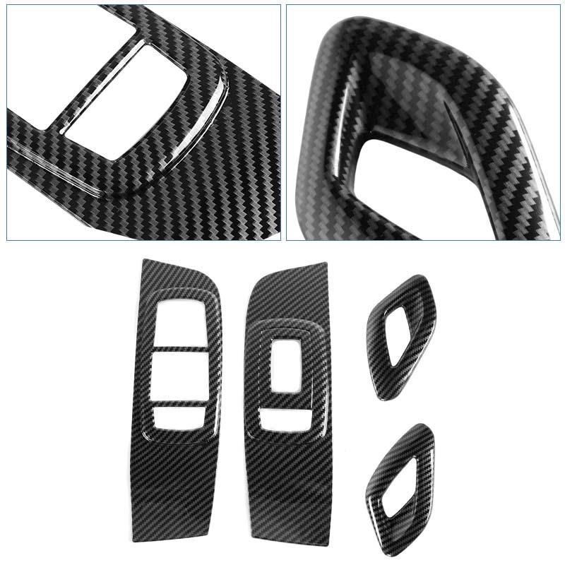 Door Interior Handle Window Lift Panel Decoration Protective Cover For Dodge Challenger 2015 Up Car Interior Accessories