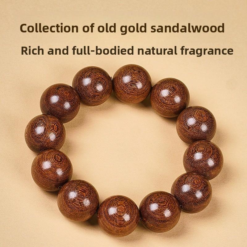 Goldenes Seiden-Sandelholz Armband 2.0 Altes Material Holz Buddha Perlen Armband für Männer und Frauen Paarschmuck Sandelholz Rosenkranz Kultureller Spielschmuck