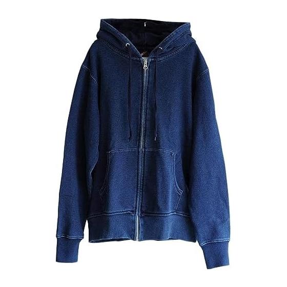[Kobo Ichi] Men s Indigo Denim Sweatshirt Full Zip Hoodie Women s Dark Blue