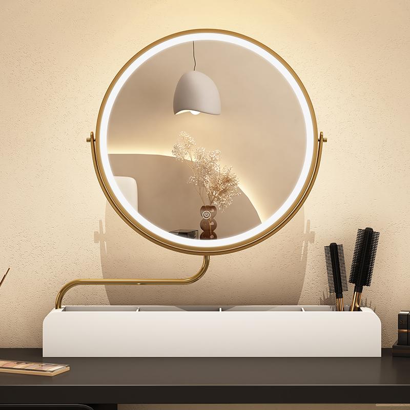 dressing table, storage box mirror, light luxury, rotatable, stretchable desktop makeup mirror integrated